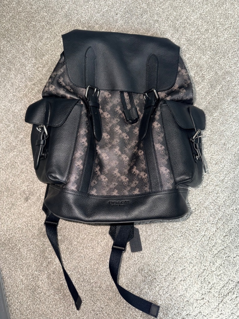 Coach Hitch Backpack – Black Horse & Carriage Print